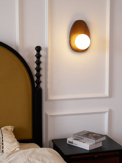 Walnut Wood Wall Sconce with Globe Shade