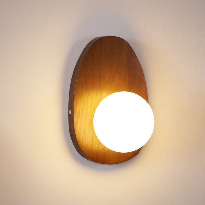 Walnut Wood Wall Sconce with Globe Shade