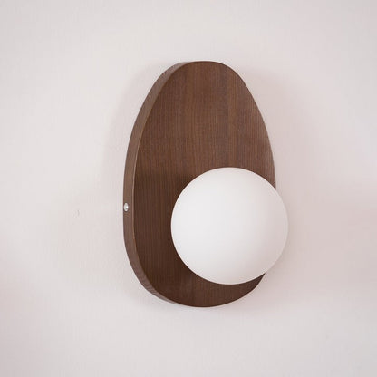 Walnut Wood Wall Sconce with Globe Shade