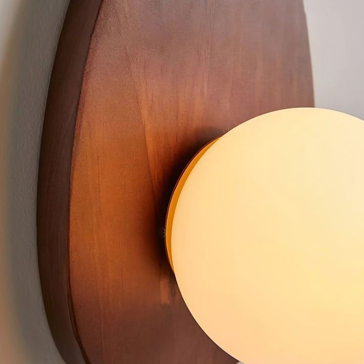 Walnut Wood Wall Sconce with Globe Shade
