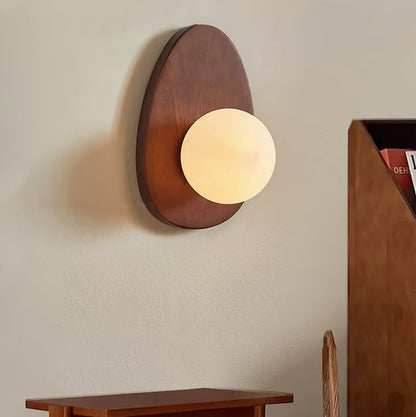 Walnut Wood Wall Sconce with Globe Shade