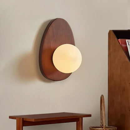 Walnut Wood Wall Sconce with Globe Shade