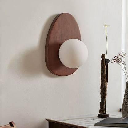 Walnut Wood Wall Sconce with Globe Shade