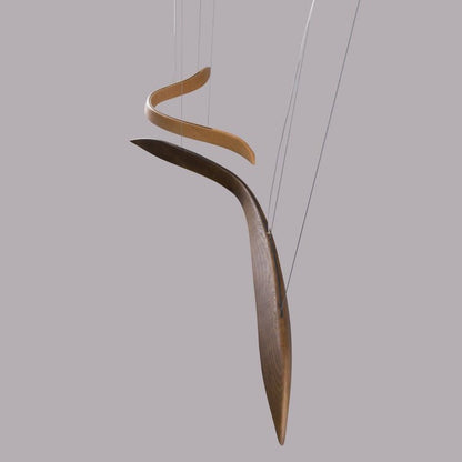 Waveform Curved Wood Pendant Light