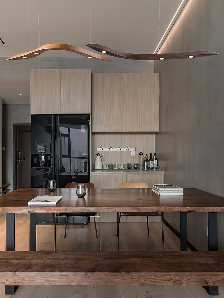 Waveform Curved Wood Pendant Light