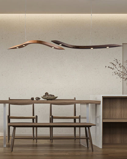 Waveform Curved Wood Pendant Light
