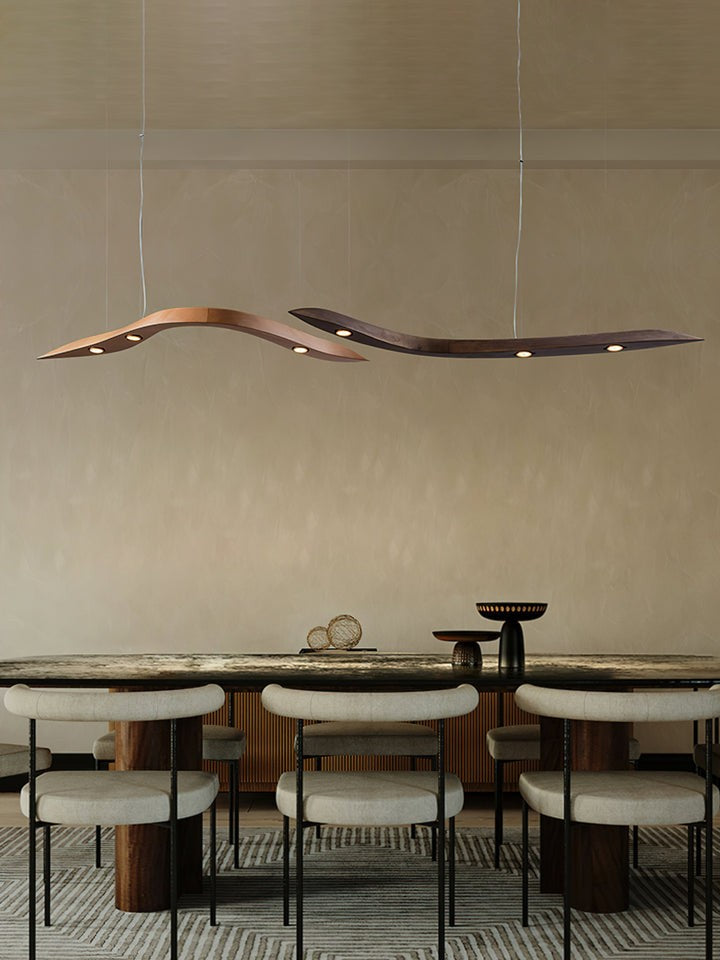 Waveform Curved Wood Pendant Light