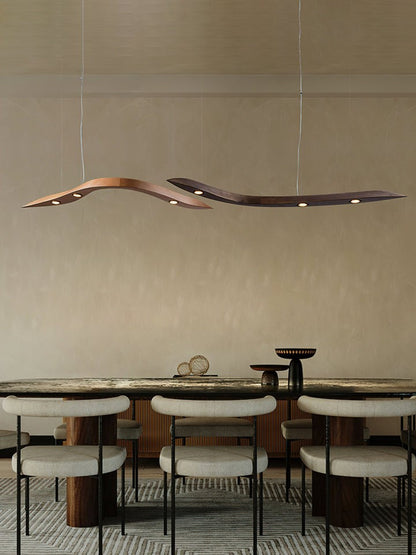 Waveform Curved Wood Pendant Light