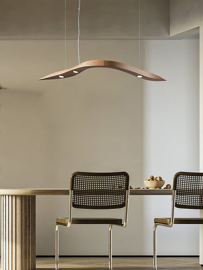 Waveform Curved Wood Pendant Light