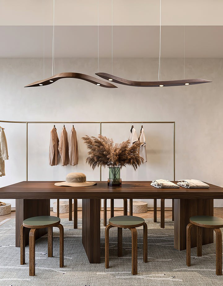 Waveform Curved Wood Pendant Light