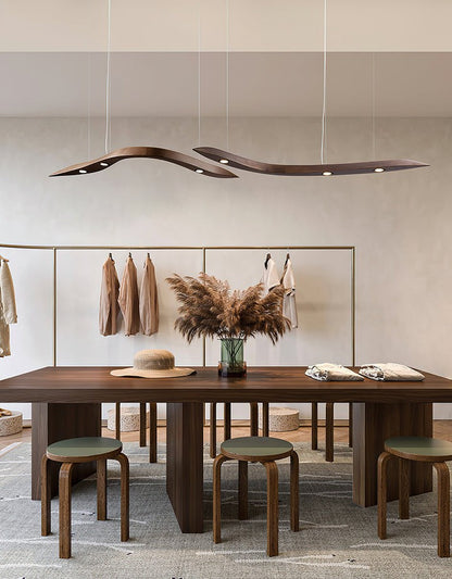 Waveform Curved Wood Pendant Light