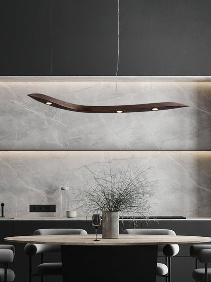 Waveform Curved Wood Pendant Light