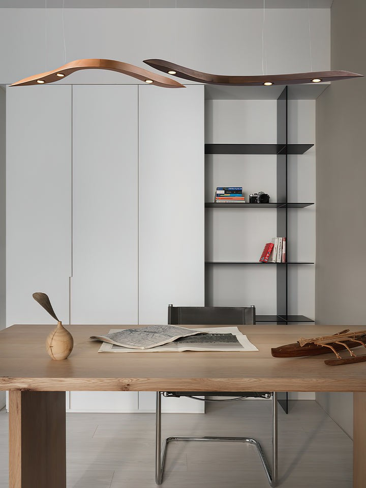 Waveform Curved Wood Pendant Light