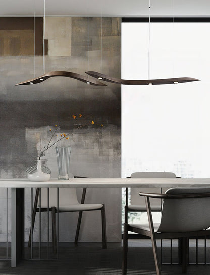 Waveform Curved Wood Pendant Light