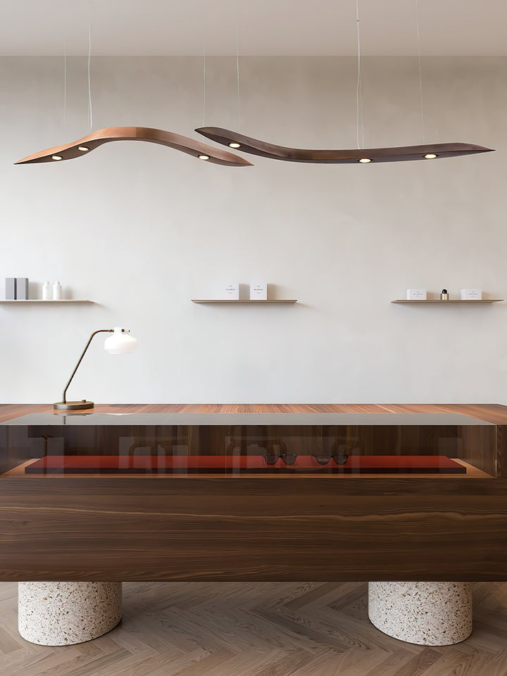 Waveform Curved Wood Pendant Light