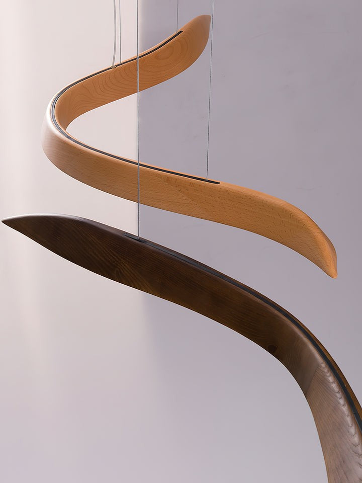 Waveform Curved Wood Pendant Light