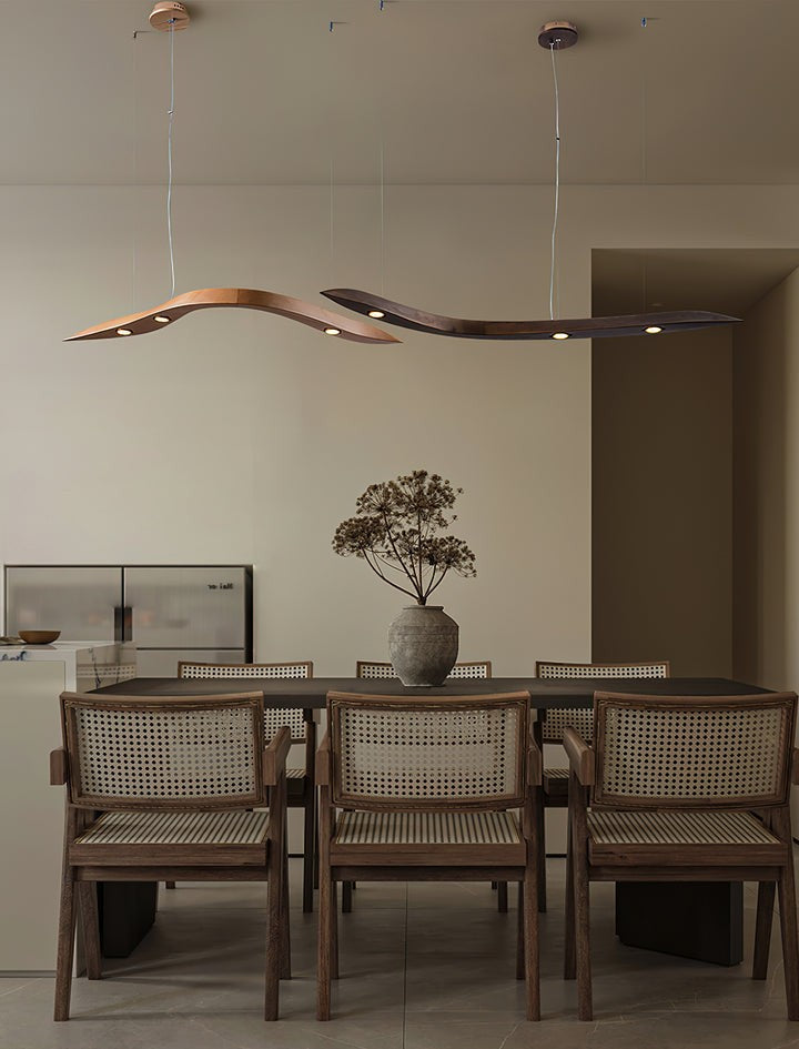 Waveform Curved Wood Pendant Light