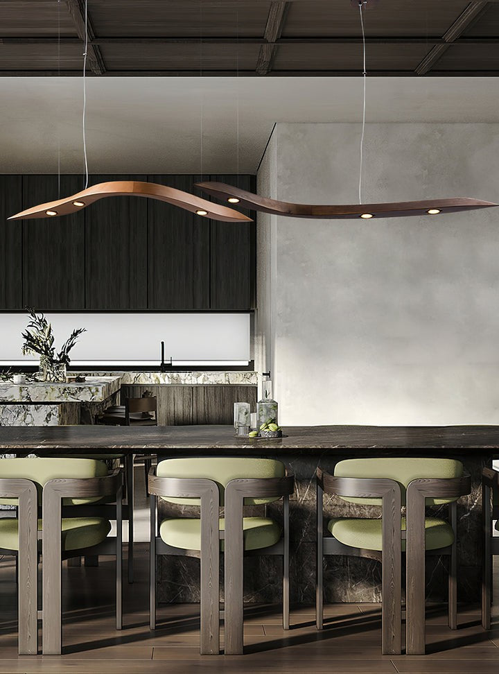 Waveform Curved Wood Pendant Light