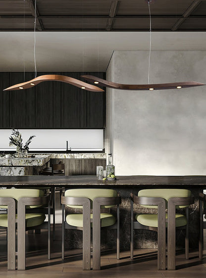 Waveform Curved Wood Pendant Light