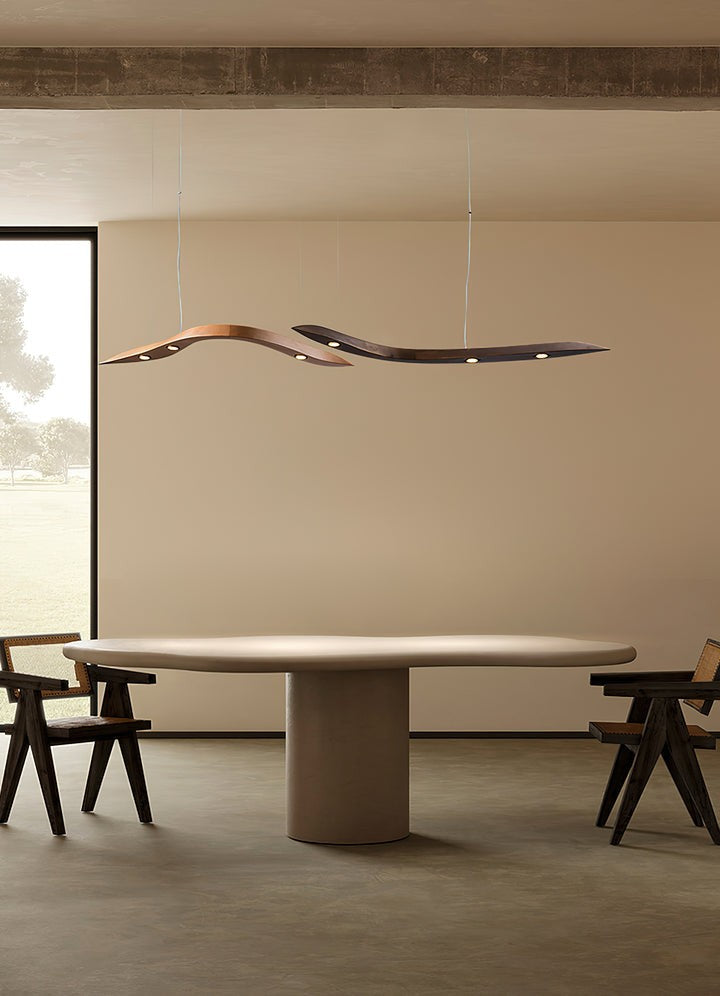 Waveform Curved Wood Pendant Light