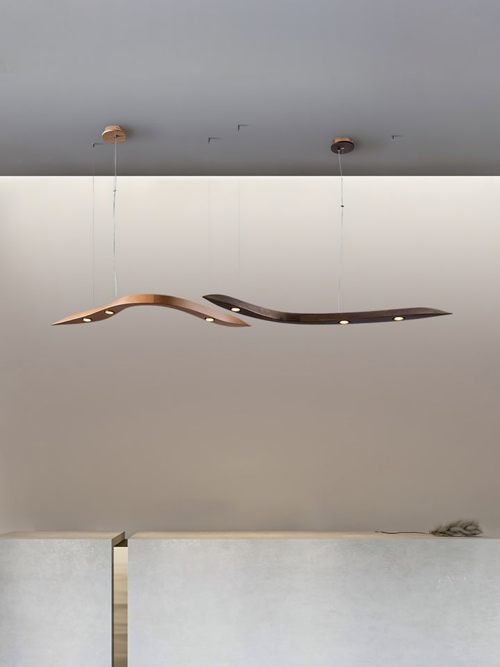 Waveform Curved Wood Pendant Light