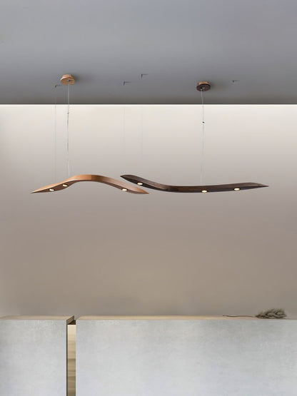 Waveform Curved Wood Pendant Light