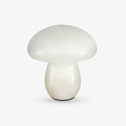 White Alabaster Mushroom Table Lamp with Brass Base