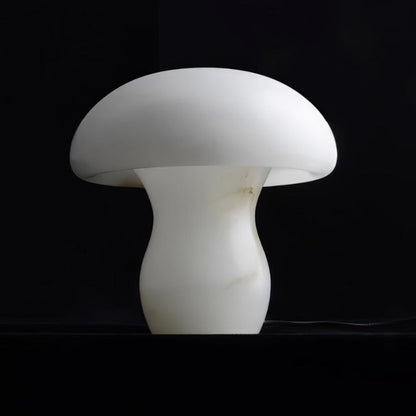 White Alabaster Mushroom Table Lamp with Brass Base