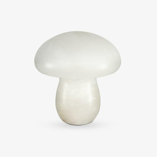 White Alabaster Mushroom Table Lamp with Brass Base