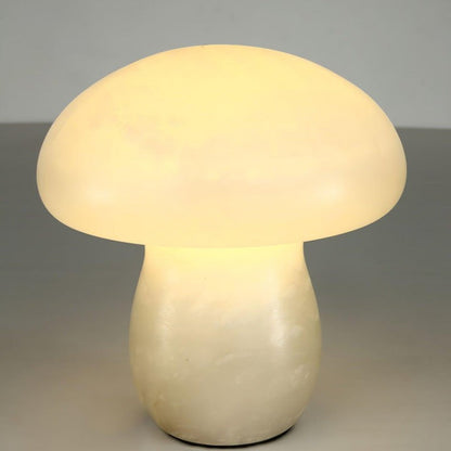 White Alabaster Mushroom Table Lamp with Brass Base