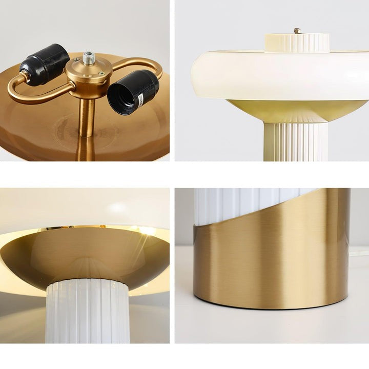 White Glass Dome Table Lamp with Gold Base