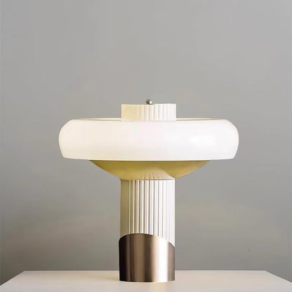White Glass Dome Table Lamp with Gold Base