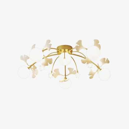 White Glass Globe Multi-Head Ceiling Light with Gold Metal Frame