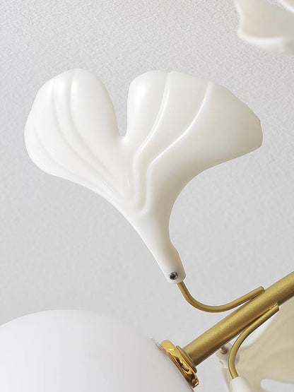White Glass Globe Multi-Head Ceiling Light with Gold Metal Frame