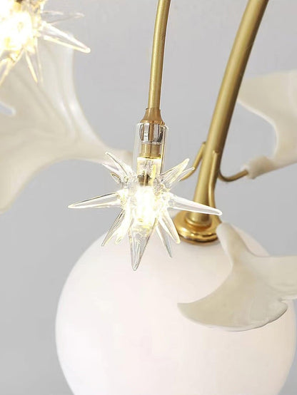 White Glass Globe Multi-Head Ceiling Light with Gold Metal Frame