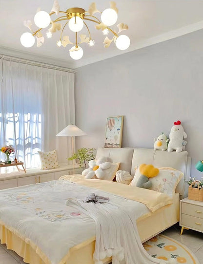 White Glass Globe Multi-Head Ceiling Light with Gold Metal Frame