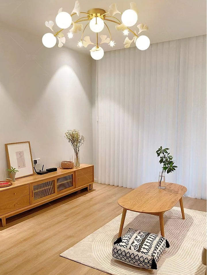 White Glass Globe Multi-Head Ceiling Light with Gold Metal Frame