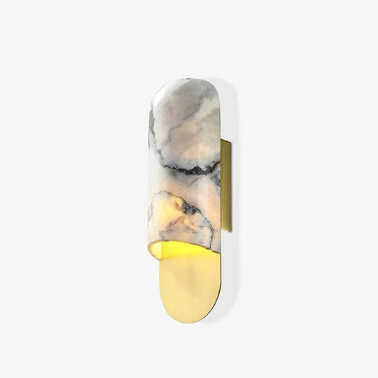 White Marble & Gold Metal LED Wall Light Sconce