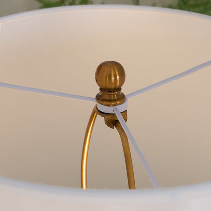 White Polka Dot Ceramic Table Lamp with Brass Accents