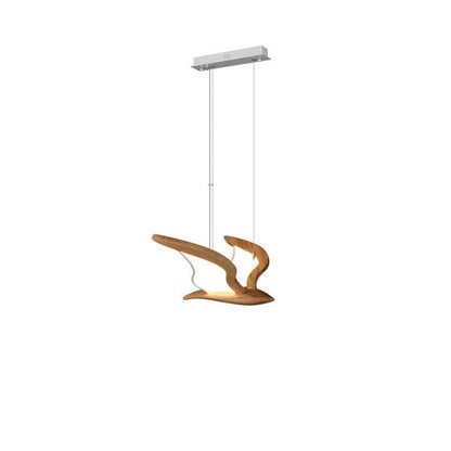 Wing-Shaped LED Pendant Lamp with Wooden Accents