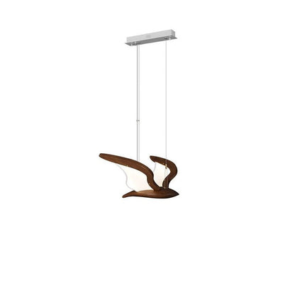 Wing-Shaped LED Pendant Lamp with Wooden Accents