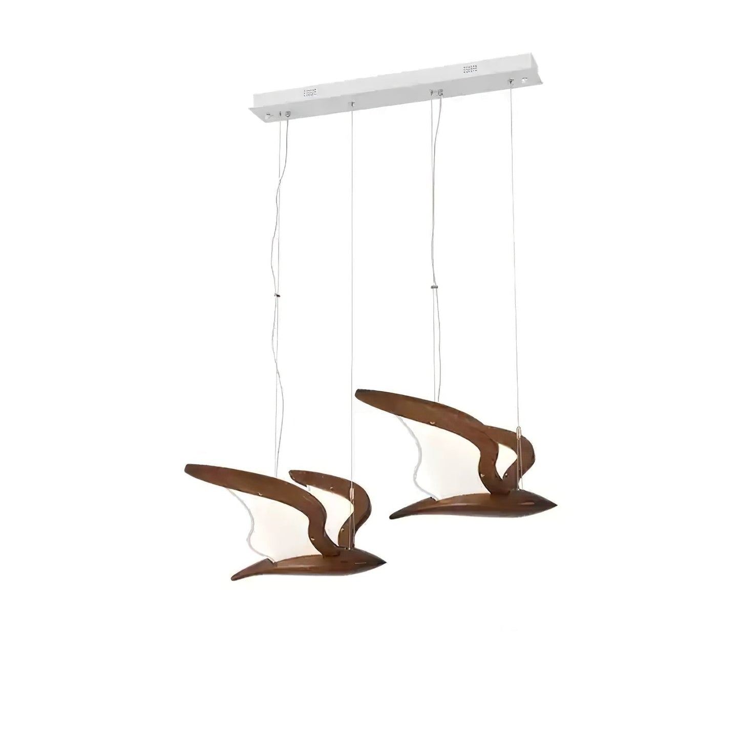 Wing-Shaped LED Pendant Lamp with Wooden Accents