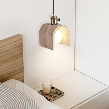 Yellow Travertine Ceiling Pendant Light