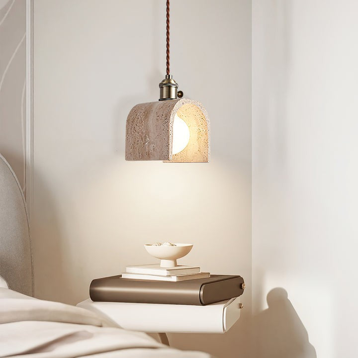 Yellow Travertine Ceiling Pendant Light